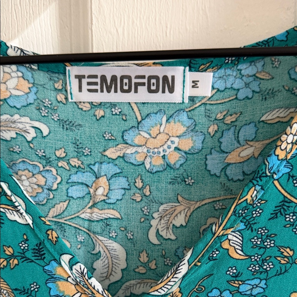 Teal and Gold Patterned Midi Dress by Tiana B. - Picture 2 of 12